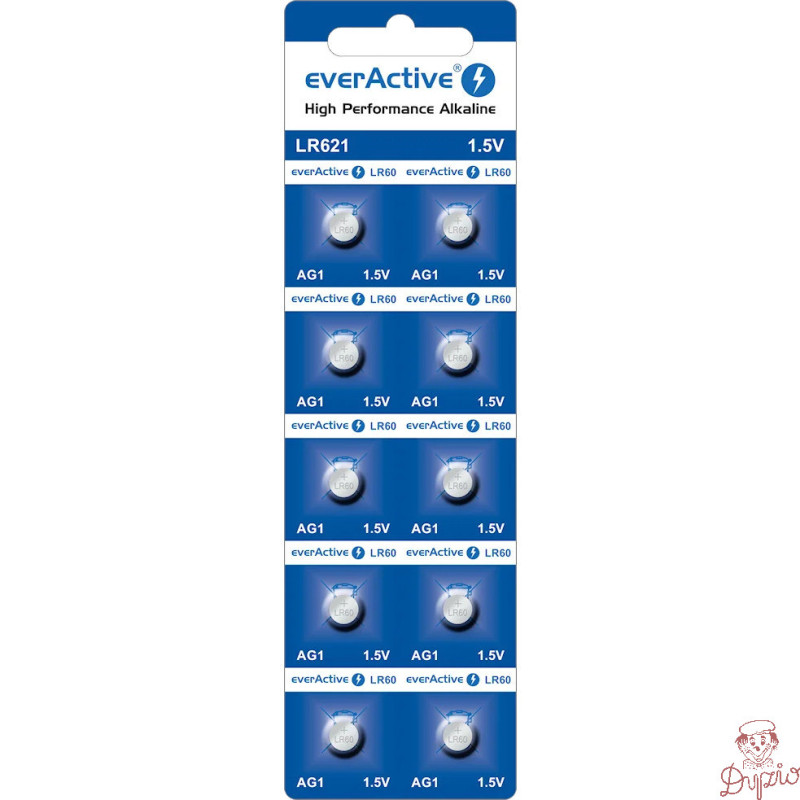 Bateria EVERACTIVE AG1/LR621/SR621/SR60/LR60/LR620 1,5V alkaliczna blister (10szt)