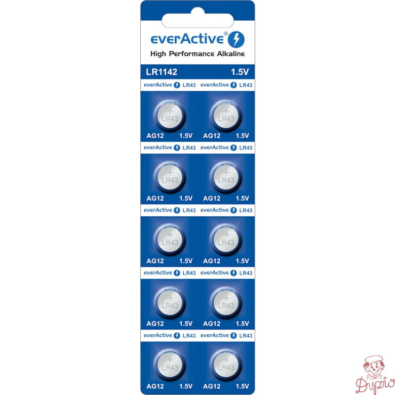 Bateria EVERACTIVE AG12/LR1142/SR43/LR43 1,5V alkaliczna blister (10szt)