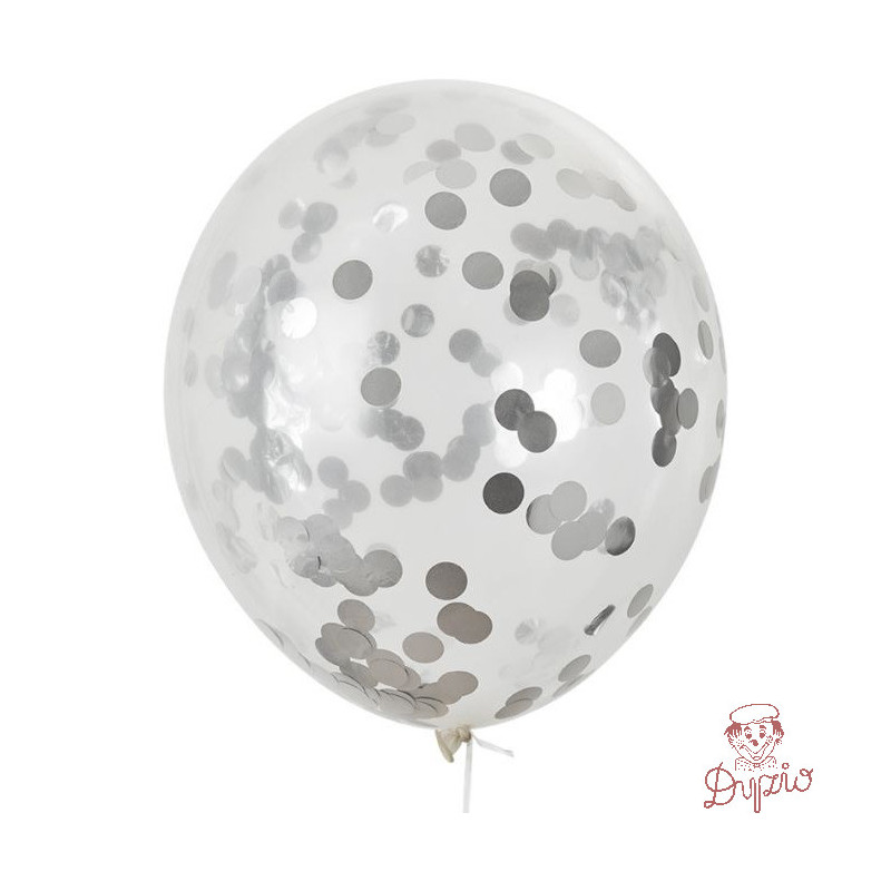 Balony z konfetti srebrne 30cm (5szt) BKN-8599 ALIGA