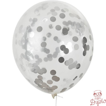 Balony z konfetti srebrne 30cm (5szt) BKN-8599 ALIGA