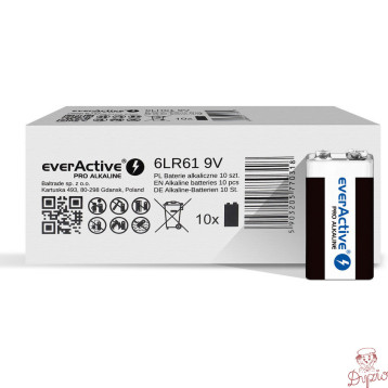 Bateria EVERACTIVE Pro Alkaline 9V/6LR61 alkaliczna pudełko (10szt)