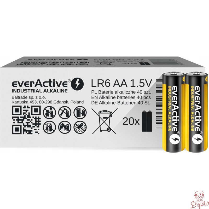 Bateria EVERACTIVE Industrial Alkaline AA/LR6 alkaliczna pudełko (40szt)