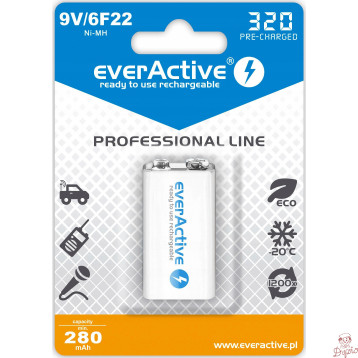 Akumulatorek EVERACTIVE Professional Line 9V/HR22/6F22 320mAh
