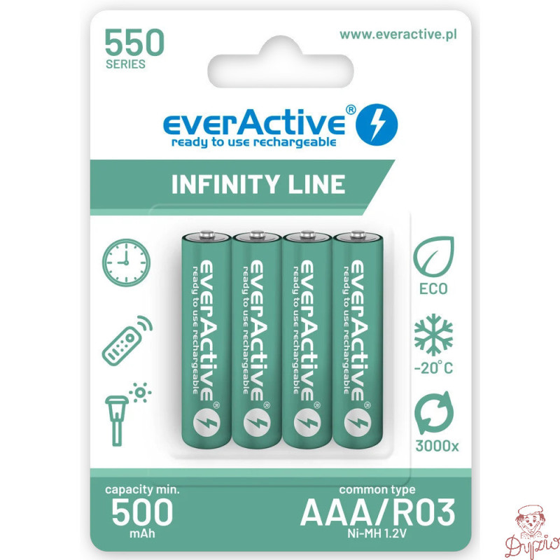 Akumulatorek EVERACTIVE Infinity Line AAA/HR03 550mAh (4szt)