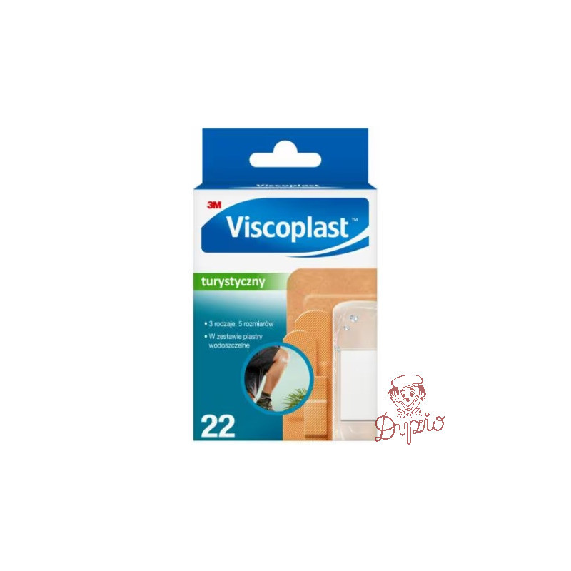 Plaster uniwersalny VISCOPLAST, zestaw turystyczny 5 rozmiarów 22sztuki 3M