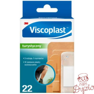 Plaster uniwersalny VISCOPLAST, zestaw turystyczny 5 rozmiarów 22sztuki 3M