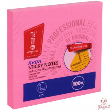 Bloczek samoprzylepny 75x75mm 100k różowy neonowy MB100-23-100 MEMOBE