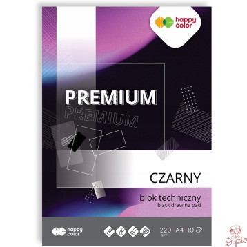 Blok techniczny A4 10k 220g czarny PREMIUM HA 3722 2030-9 HAPPY COLOR