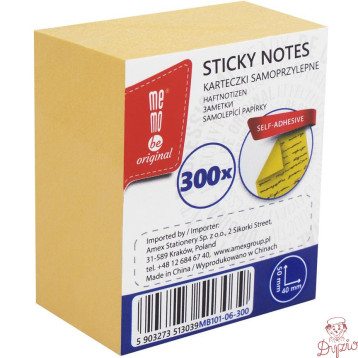 Bloczek samoprzylepny 40x50mm 300k żółty MB101-06-300 MEMOBE