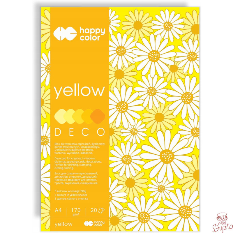 Blok A4 20k 170g 5 kolorów DECO YELLOW HA 3717 2030-012 HAPPY COLOR