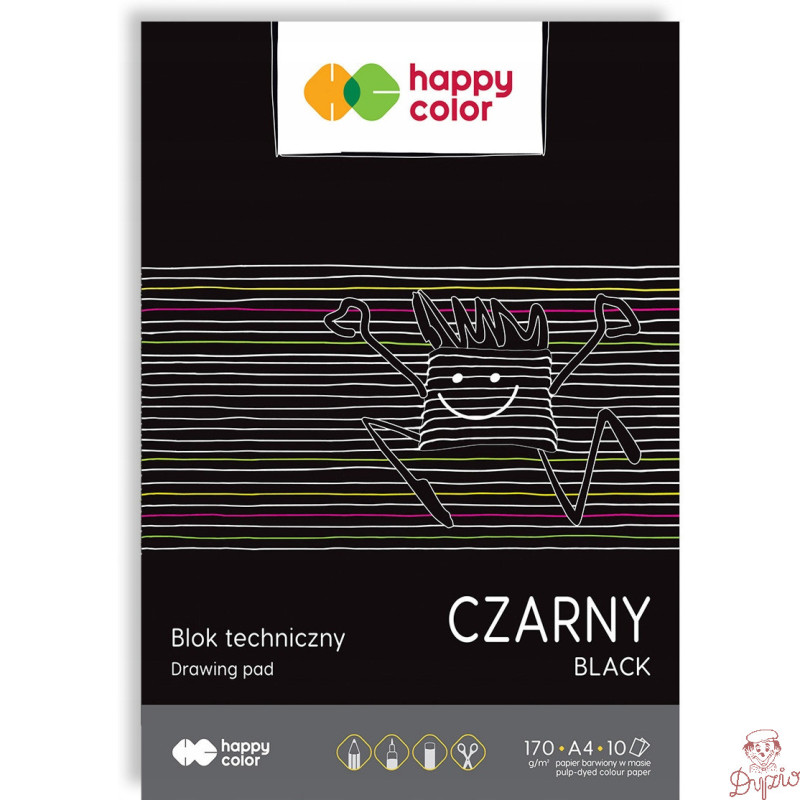 Blok techniczny A4 10k 170g czarny HA 3717 2030-9 HAPPY COLOR