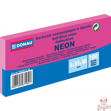 Bloczek samoprzylepny 38x51mm 100k neon różowy (3szt) 7585011-16 DONAU