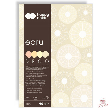 Blok z papierem barwionym A4 20k 170g 4 kolory DECO ECRU HA 3717 2030-092 HAPPY COLOR