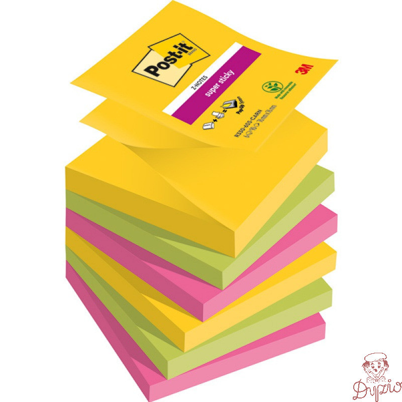 Bloczek samoprzylepny 76x76mm 90k mix kolorów (6szt) POST-IT Z-NOTES CARNIVAL Super Sticky 3M