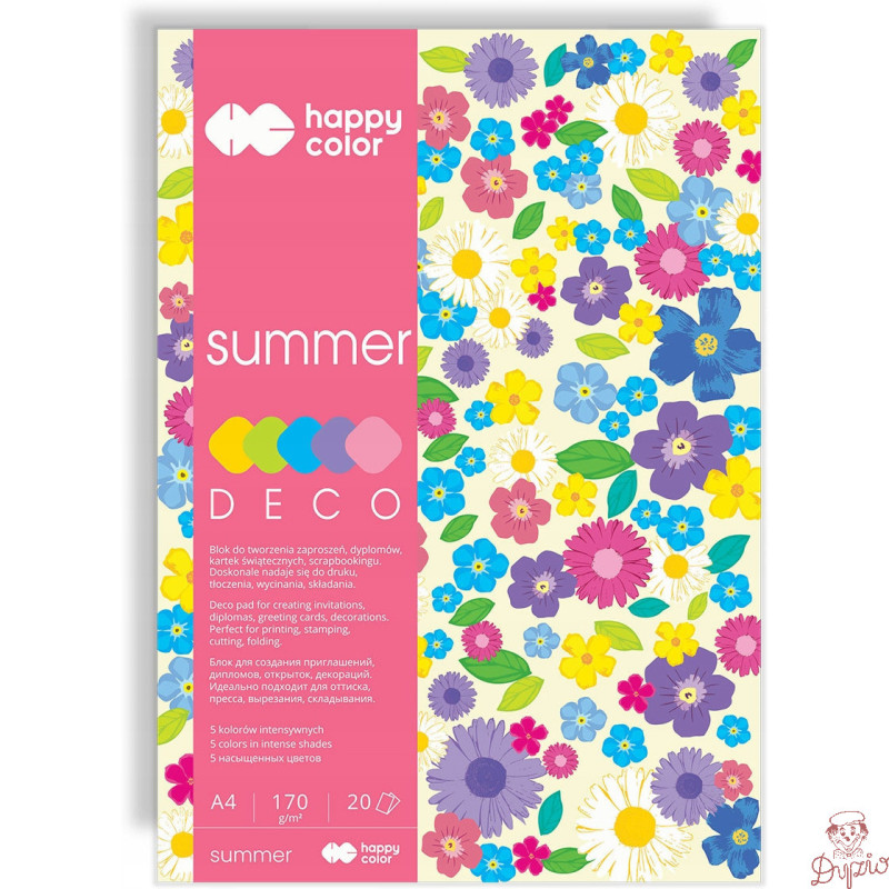 Blok A4 20k 170g 5 kolorów DECO SUMMER HA 3817 2030-120 HAPPY COLOR