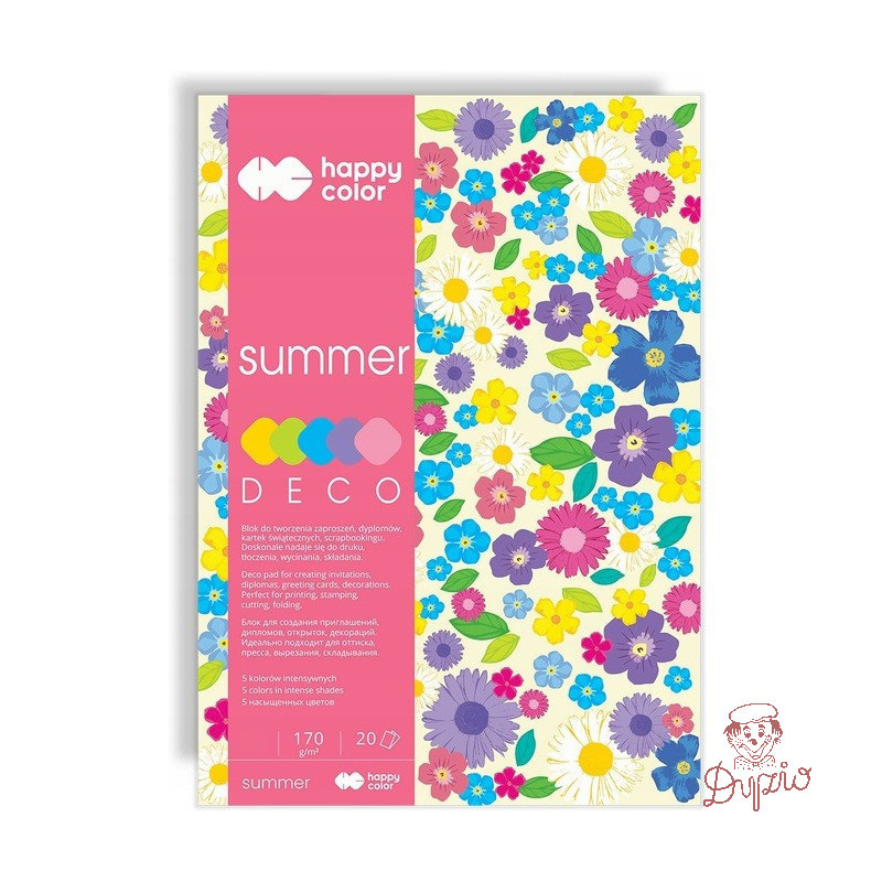Blok DECO SUMMER A5 20k 170g 5 kolorów HA3817 1520-120 HAPPY COLOR