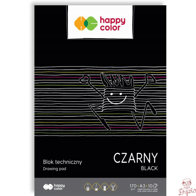 Blok techniczny A3 10k 170g czarny HA 3717 3040-9 HAPPY COLOR