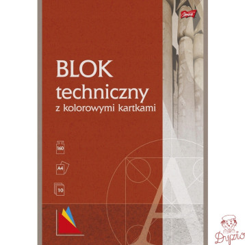 Blok techniczny szkolny A4 kolorowy 10 kartek 160g UNIPAP