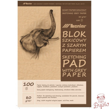 Blok szkicownik A3 100k 80g papier szary 90854 LENIAR