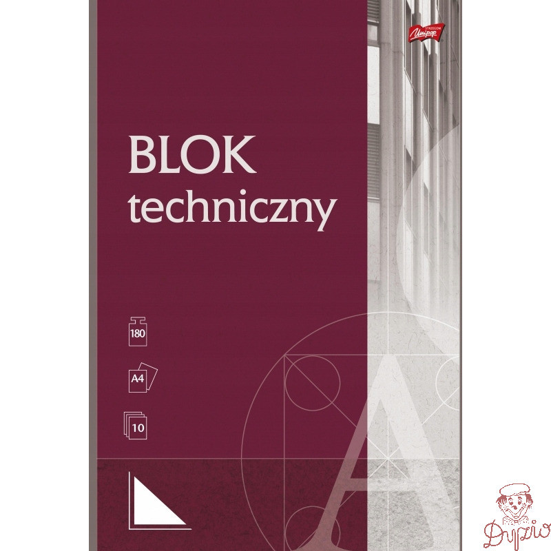 Blok techniczny szkolny A4 biały 10 kartek 190g UNIPAP