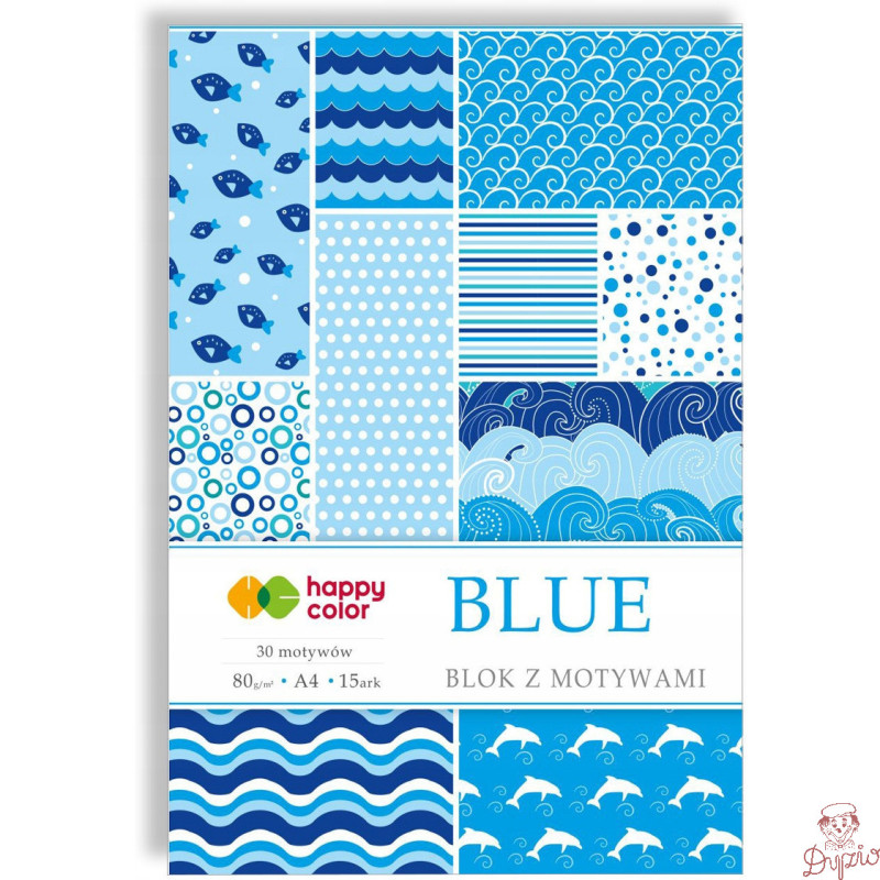 Blok z motywami A4 15k BLUE 30 motywów HA3808 2030-B HAPPY COLOR