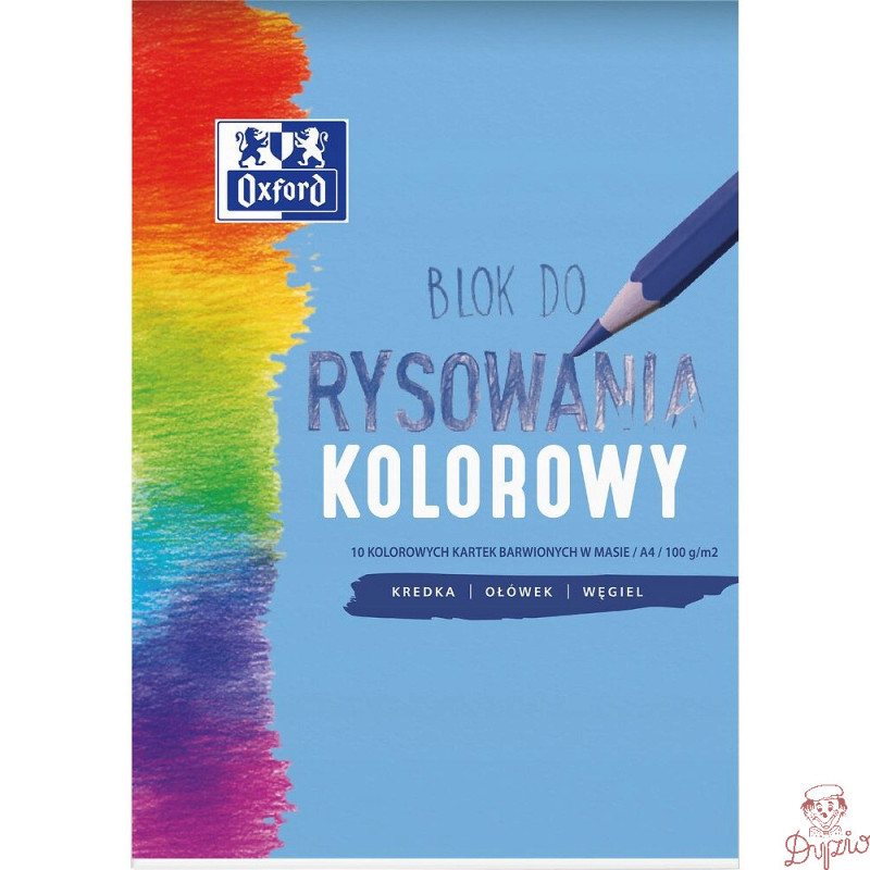 Blok rysunkowy szkolny A4 kolorowy 10 kartek 100g 400166069 OXFORD