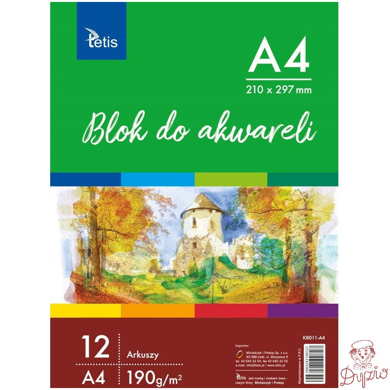 Blok do akwareli A4 12k 190g KB011-A4 TETIS