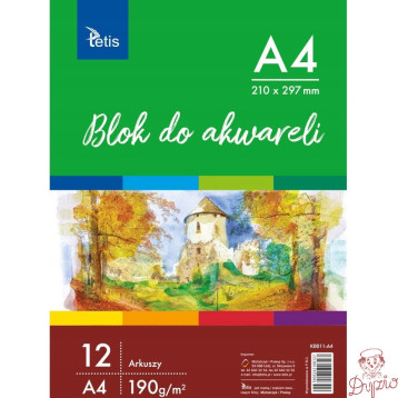 Blok do akwareli A4 12k 190g KB011-A4 TETIS