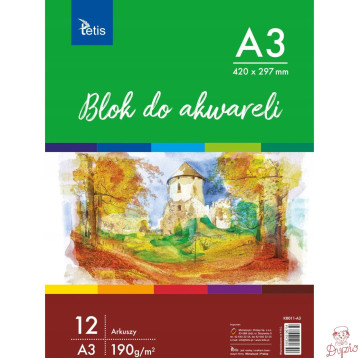 Blok do akwareli A3 12k 190g KB011-A3 TETIS