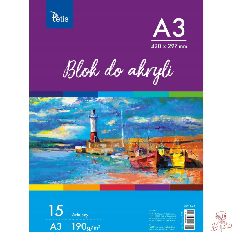 Blok do akryli A3 15k 190g KB012-A3 TETIS