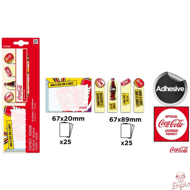Bloczek samoprzylepny 67x89mm 25k + zakładki indeksujące 67x20mm 25k (4szt) COCA-COLA CC030 MP Poland