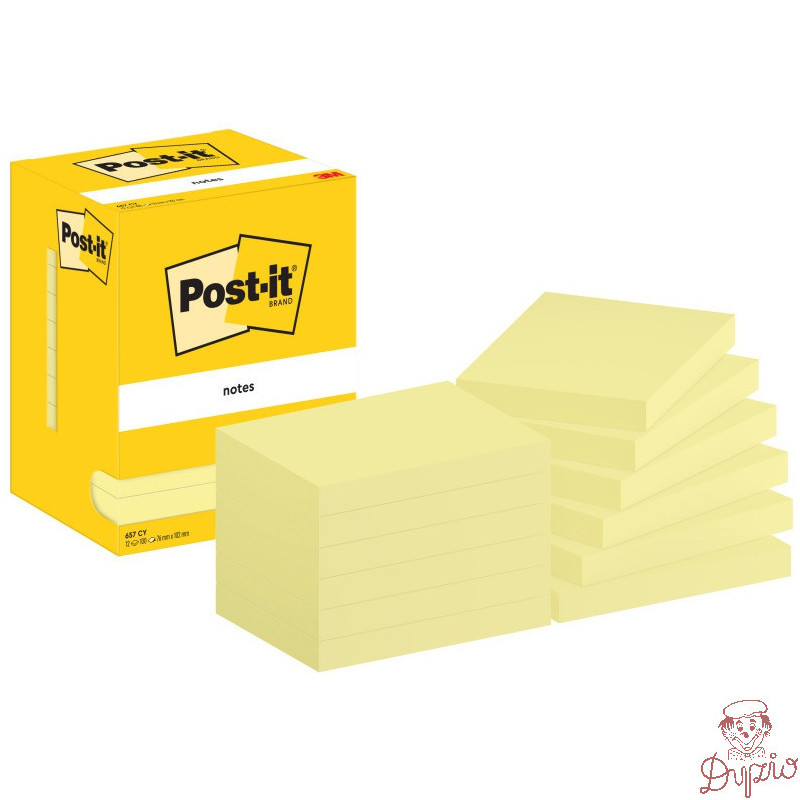 Bloczek samoprzylepny 76x127mm żółty 12x100 kartek 657 POST-IT 7100290168 3M