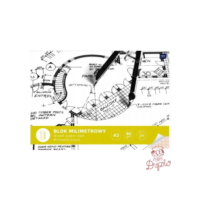 Blok milimetrowy A3 20k 80g INTERDRUK