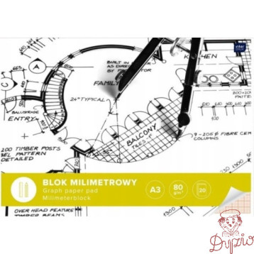 Blok milimetrowy A3 20k 80g INTERDRUK