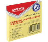 Bloczek samoprzylepny 76x76mm żółty OFFICE PRODUCTS 14047611-06