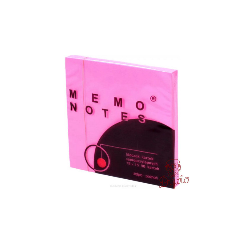 Bloczek samoprzylepny 75x75mm 80k różowy intenssywny MEMO DALPO