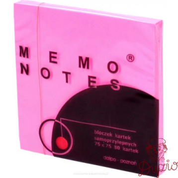 Bloczek samoprzylepny 75x75mm 80k różowy intenssywny MEMO DALPO