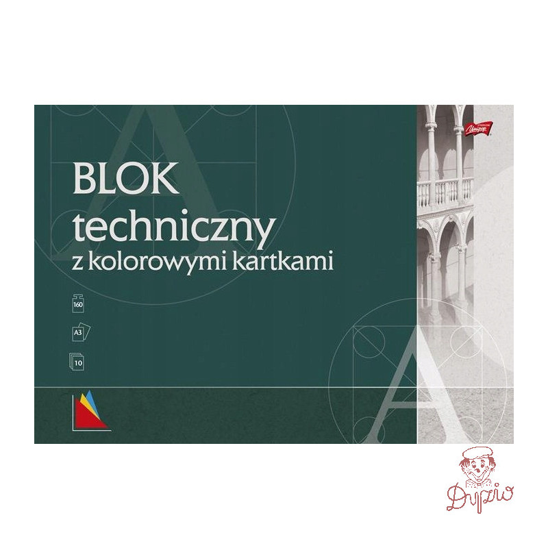 Blok techniczny szkolny A3 kolorowy 10 kartek 160g UNIPAP