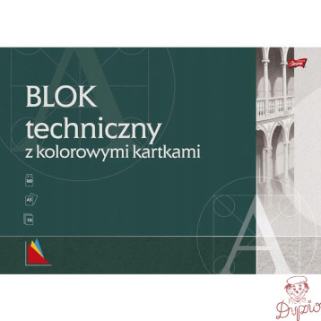 Blok techniczny szkolny A3 kolorowy 10 kartek 160g UNIPAP