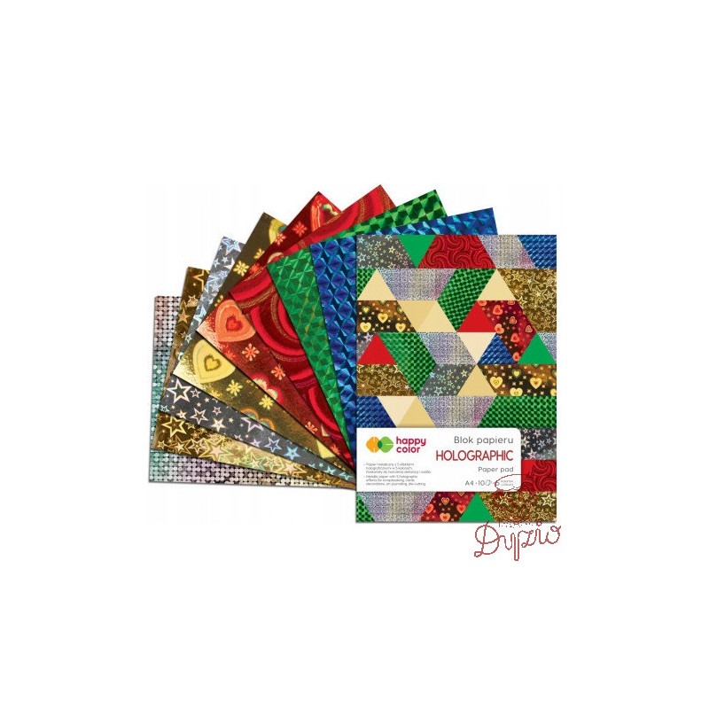 Blok HOLOGRAPHIC A5 10k 70g 5 kolorów 5 motywów HA 3807 1520-HO HAPPY COLOR