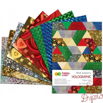 Blok HOLOGRAPHIC A5 10k 70g 5 kolorów 5 motywów HA 3807 1520-HO HAPPY COLOR