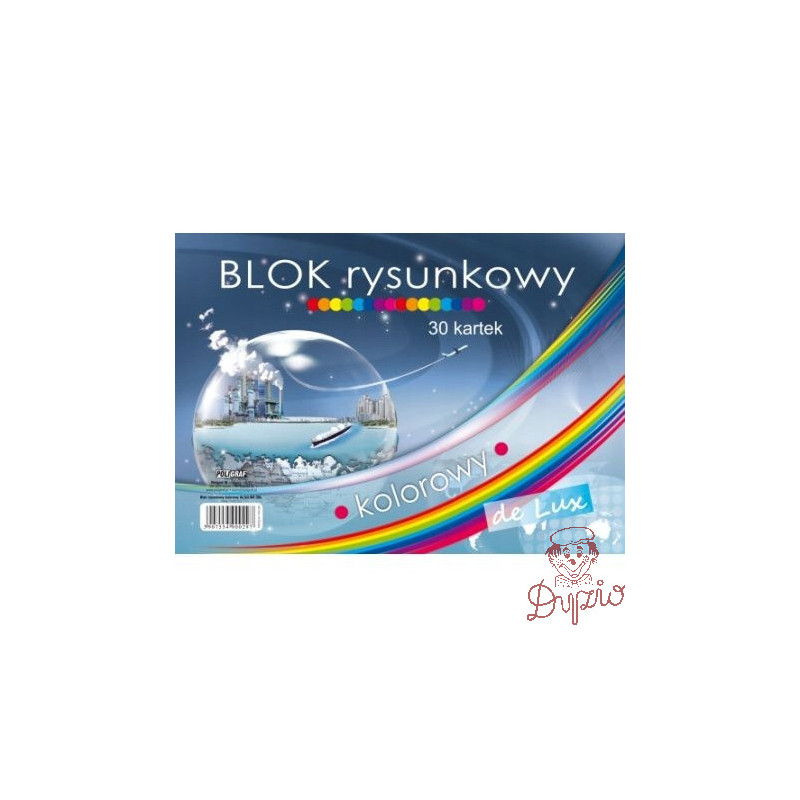 Blok rysunkowy A4 30 kartek kolorowy De Lux POLIGRAF