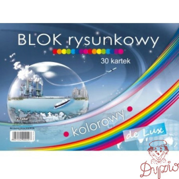 Blok rysunkowy A4 30 kartek kolorowy De Lux POLIGRAF