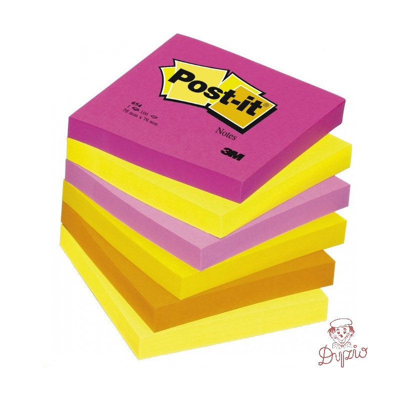 Bloczek samoprzylepny 76x76mm jaskrawy żółty 654NY 70007028049 3M