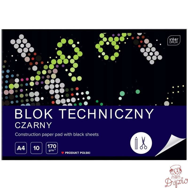 Blok techniczny A4 10k czarny INTERDRUK