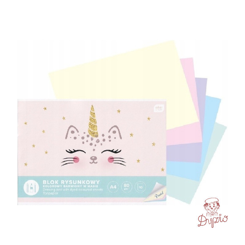 Blok rysunkowy A4 kolor 10k Pastel INTERDRUK