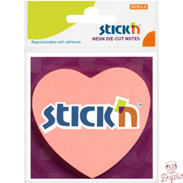 Notes samoprzylepny 76x76 Różowe Serce STICK`N 50kartek 21448