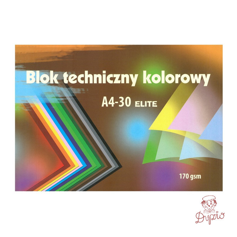 Blok techniczny kolorowy A4 30k 170g Elite KRESKA