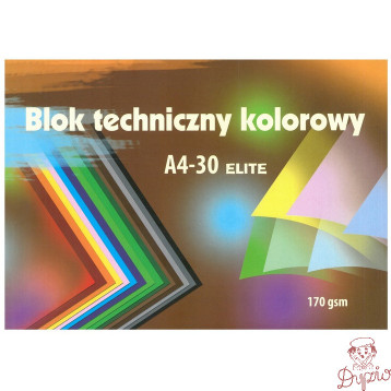 Blok techniczny kolorowy A4 30k 170g Elite KRESKA