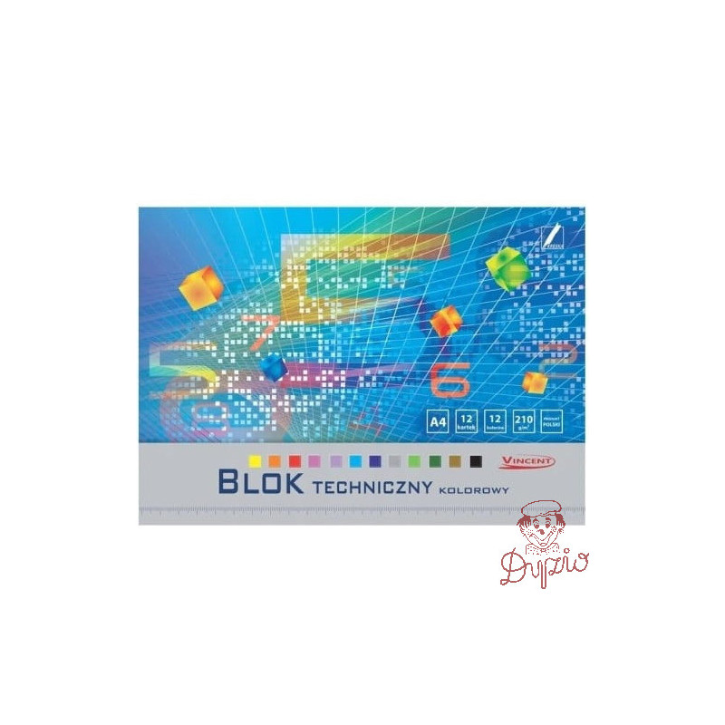 Blok techniczny kolorowy A4 12k 210g Vincent KRESKA